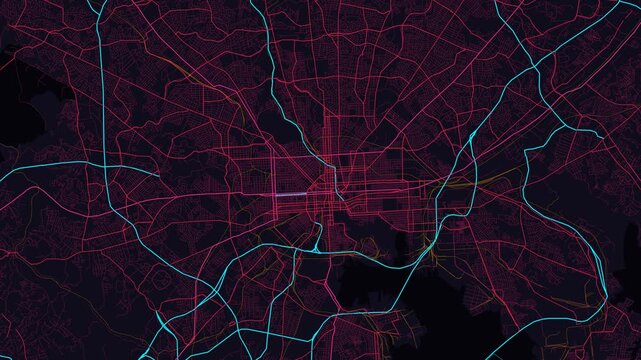 Baltimore Metro Maryland Street Map 4K Motion Background Futuristic Cyber Glow Grid