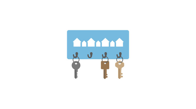 Keys hanging beneath house icons a flat vector illustration