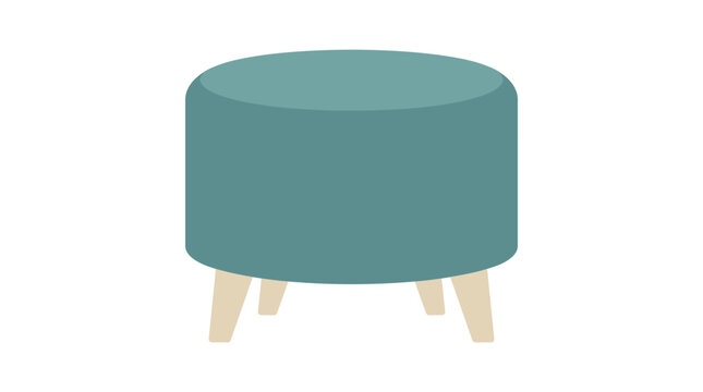 Teal ottoman with wooden legs a flat vector illustration on white