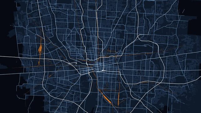 Columbus Metro Ohio Street Map Motion Background Midnight Navy Grid