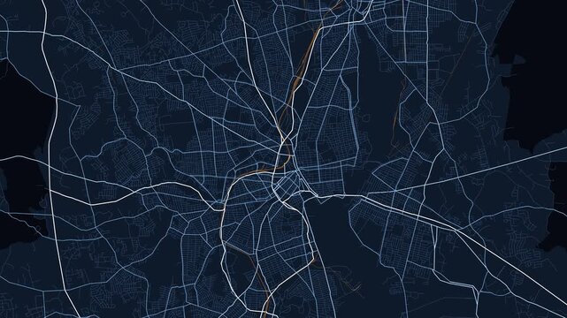 Providence Metro Rhode Island Street Map Motion Background Midnight Navy Grid
