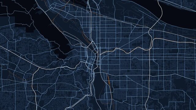 Portland Metro Oregon Street Map 4K Motion Background Midnight Navy Grid