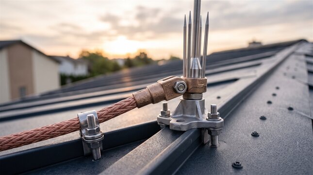 Lightning Protection System on Modern Metal Roof