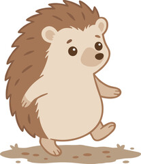 Fototapeta premium Adorable little hedgehog walking on two legs cartoon character