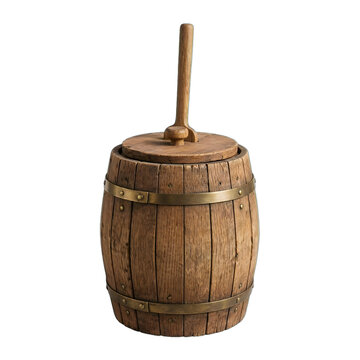 Wooden Barrel With Lid And Handle