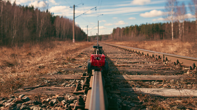 Track inspection robot travels on rails to check for issues