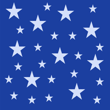 White stars on dark blue background layout for poster design and night sky backdrop Vector illustration