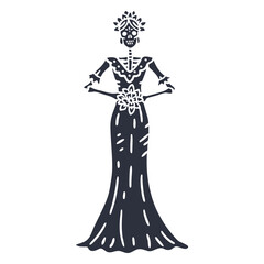 Obraz premium Skeleton bride in black