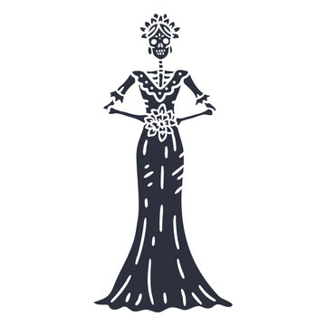 Skeleton bride in black