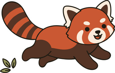 Obraz premium Cute Red Panda Running Cartoon Character Illustration