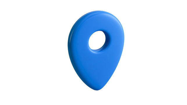 Shiny blue map pin location marker, isolated on transparent background