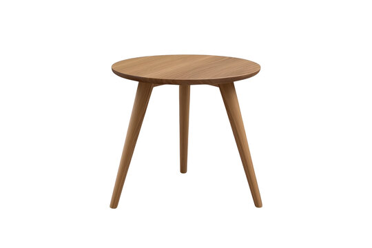 Small round wooden side table with three legs