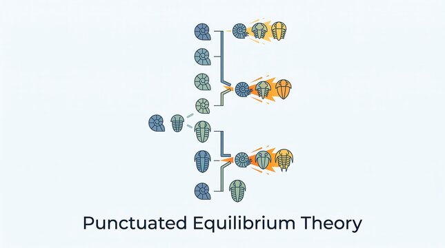 Punctuated equilibrium theory diagram showing rapid evolutionary changes in fossil record