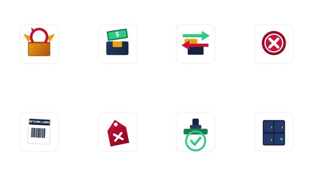 E-commerce logistics and order management icons set for online retail and shipping business
