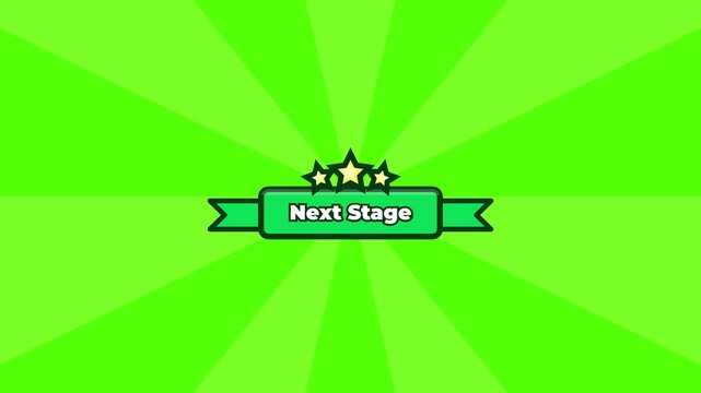Generic game banner with next stage text on green radial background