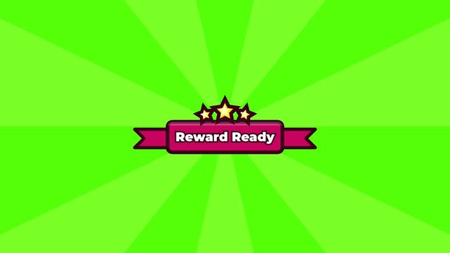 Reward ready banner with stars and green sunburst background