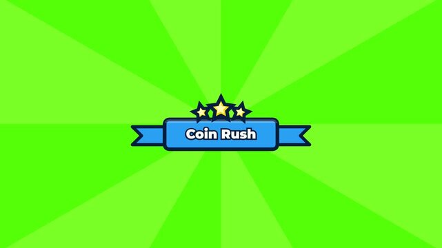 Generic coin rush game banner with blue ribbon