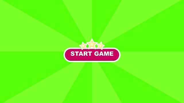 Start game button icon on green sunburst background