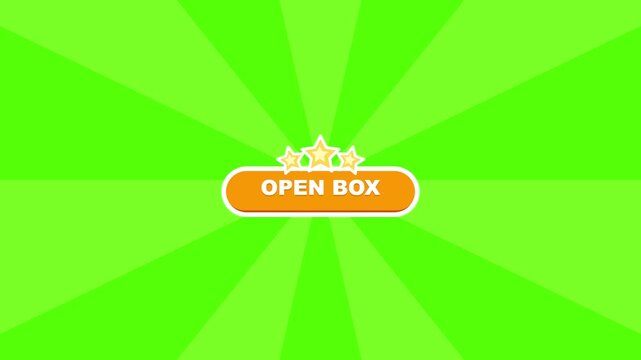 Open box button with stars on green background