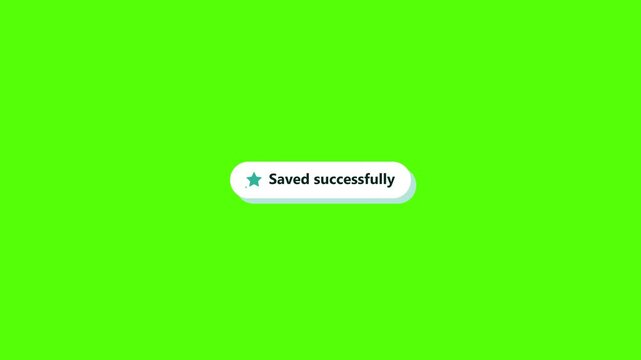 Generic success notification pop up animation on green screen