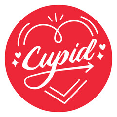 Naklejka premium Valentine's Day heart Cupid badge