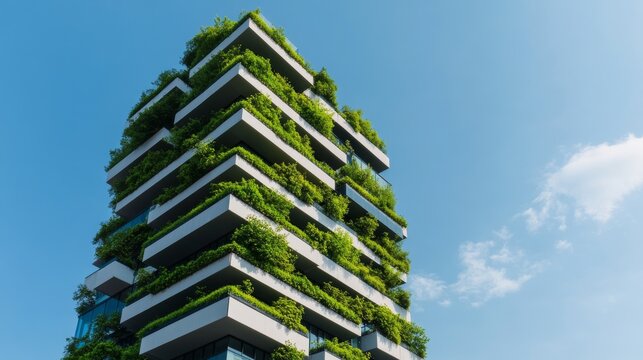 Radiant Sundown Through a Transit-Oriented Neighborhood: City Skyline With Algae Facade Panels And Planted Terraces Su &acirc;&euro;&ldquo; Skyline Study 4
