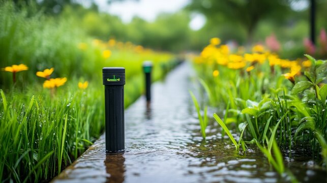Stormy Light With Space for Sustainable Planning: Smart Water Sensors In Urban Bioswale After Rain Sustainable &acirc;&euro;&ldquo; Skyline Study 4