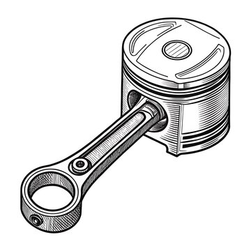 Engine piston and connecting rod illustration