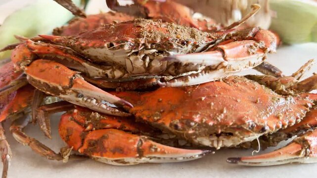 Maryland's Chesapeake Bay steamed blue crabs with corn on the cob