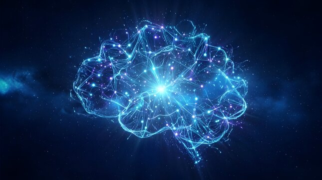 Glowing Artificial Intelligence Neural Network Concept
