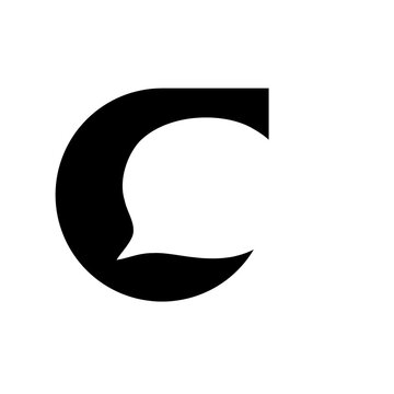 Minimalist black letter c graphic design element isolated on a plain white background for creative branding projects