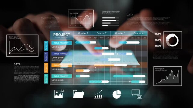 Interactive Data Visualization Dashboard with Project Management Metrics and Analytics for Business Review and Planning in Modern Office Environment Gluon.