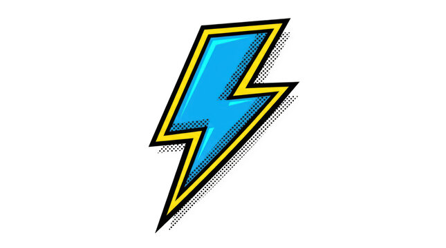 A comicstyle blue lightning bolt illustration isolated on transparent background
