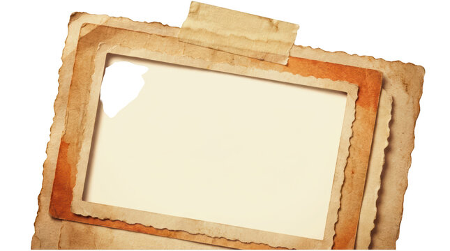 Vintage layered photo frames with tape isolated on white isolated on transparent background
