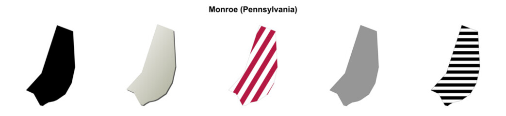 Fototapeta premium Monroe (Pennsylvania) blank outline map set