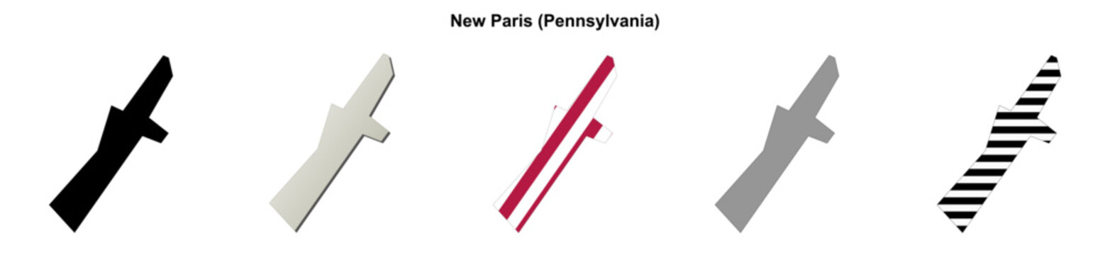 New Paris (Pennsylvania) blank outline map set