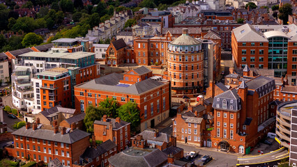 Fototapeta premium High angle top down perspective of St Peter Square in Nottingham