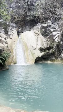 Natural waterfall with turquoise water, Mexico