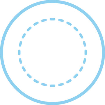 Minimalist blue circle icon, light blue dashed ring vector, simple geometric round border for web UI and graphic design