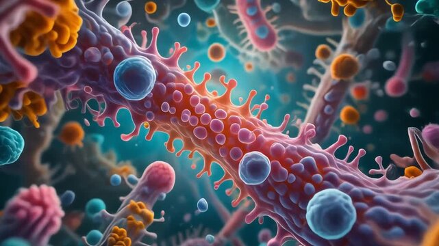 Microscopic View of Diverse Bacteria and Microbes, Pathogens and Cells