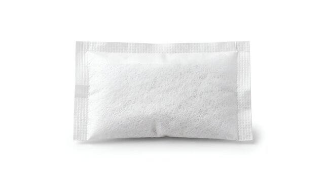Blank white rectangular sachet packet mockup isolated on white background.