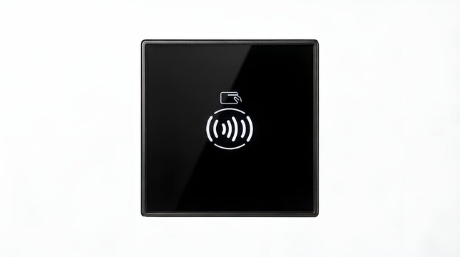 Modern contactless payment card reader terminal panel.