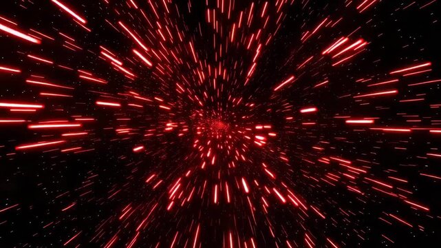 Futuristic Red Light Burst on Black Background