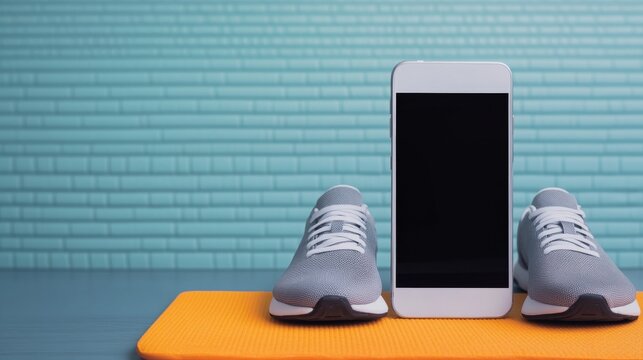 Amber Dawn Framed for Short-Form Video: Smartphone Creating Content For Workout Routine Shoes And Mat