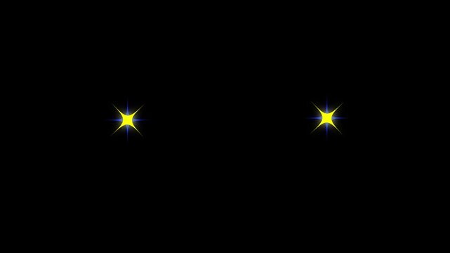 Magical golden and blue star particle explosion with glowing twinkle flare effect, abstract shimmering light dust trail, seamless loop overlay for festive holiday black screen background 4k.