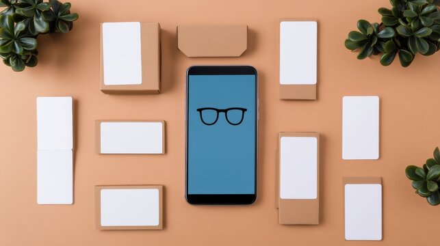 Golden Afternoon Under an Organized Creator Schedule: Smartphone Creating Content With Product Packaging Blank Labe