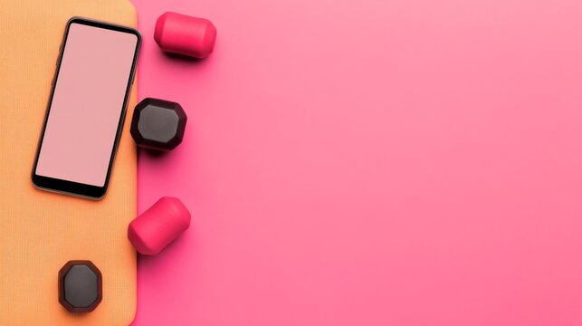 Rose Twilight Under a Professional Ring Light: Smartphone Creating Content For Home Workout Dumbbells And Ma &acirc;&euro;&ldquo; Skyline Study 3