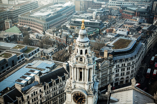 rooftop view over London on a foggy day from St Paul's cathedral