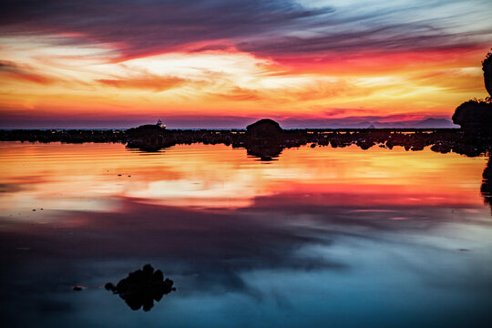 amazing sunset on the beach in Krabi  Thailand
