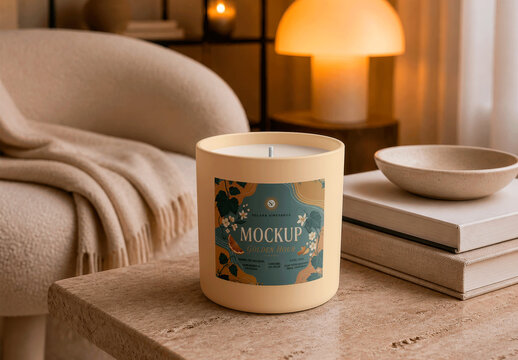 Candle Stone Table Mockup